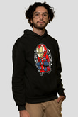 Iron Man Scooter Baskılı Unisex Siyah Hoodie
