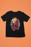 Iron Man Scooter Baskılı Unisex Siyah Çocuk Tişört
