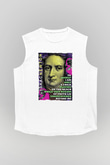 Isaac Newton Alıntı Baskılı Unisex Kolsuz Beyaz Tişört - Tshirt
