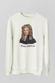 İsaac Newton Portre Baskılı Unisex Beyaz Sweatshirt