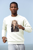 Isaac Newton Yazılı Portre Baskılı Unisex Ekru Sweatshirt