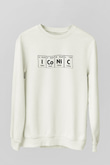 İyot Kobalt Nikel Karbon İconic Baskılı Unisex Beyaz Sweatshirt