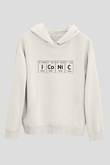 İyot Kobalt Nikel Karbon İconic Baskılı Unisex Beyaz Hoodie