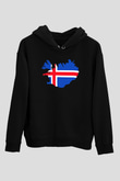 İzlanda Siyah Unisex Hoodie