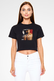 Ja Rule Baskılı Crop Top Siyah Kadın Tişört