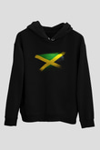 Jamaika - Jamaica Bayrağı Baskılı Unisex Siyah Hoodie
