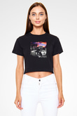 James Dean Baskılı Siyah Kadın Crop Top Tişört