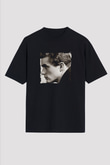 James Dean Baskılı Unisex Siyah Oversize Tişört