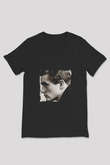 James Dean Baskılı Unisex Siyah V Yaka Tişört