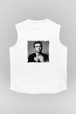 James Dean Unisex Baskılı Beyaz Kolsuz Tişört