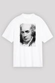 James Watt Baskılı Unisex Oversize Beyaz Tişört - Tshirt