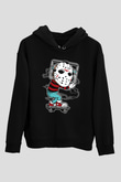 Jason Boombox Baskılı Unisex Siyah Hoodie