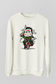 Jason Minibike Baskılı Unisex Beyaz Sweatshirt