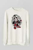 Jason Rockstar Baskılı Unisex Beyaz Sweatshirt