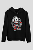 Jason Rockstar Baskılı Unisex Siyah Hoodie