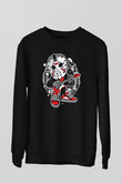 Jason Rockstar Baskılı Unisex Siyah Sweatshirt