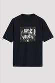 Jay-Z Baskılı Unisex Oversize Siyah Tişört