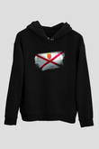 Jersey Bayrağı Baskılı Unisex Siyah Hoodie