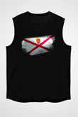 Jersey Bayrağı Baskılı Unisex Siyah Kolsuz Tişört