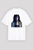 Jinjer Baskılı Beyaz Unisex Oversize Tişört - Tshirt