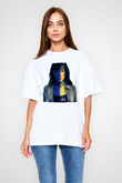 Jinjer Baskılı Beyaz Unisex Oversize Tişört - Tshirt