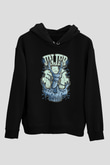 Jinjer Baskılı Unisex Siyah Kapüşonlu Sweatshirt