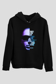 Joe Santriani Baskılı Unisex Siyah Kapüşonlu Sweatshirt