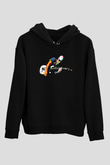 Joe Santriani Baskılı Unisex Siyah Kapüşonlu Sweatshirt