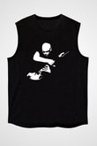 Joe Santriani Baskılı Unisex Siyah Kolsuz Tişört - Tshirt