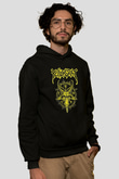 Joel Grind Baskılı Unisex Siyah Kapüşonlu Sweatshirt