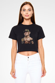 John Cena Baskılı Siyah Crop Top Kadın Tişört - Tshirt