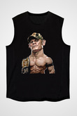 John Cena Baskılı Unisex Siyah Kolsuz Tişört - Tshirt