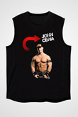 John Cena Baskılı Unisex Siyah Kolsuz Tişört - Tshirt