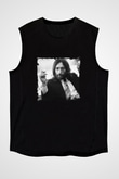 John Lennon Baskılı Unisex Siyah Kolsuz Tişört