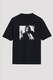 John Lennon Baskılı Unisex Siyah Oversize Tişört