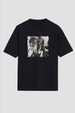 John Lennon Baskılı Unisex Siyah Oversize Tişört
