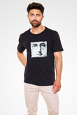 John Lennon Baskılı Unisex Siyah Tişört