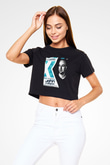 John O'callaghan Siyah Crop Top Tişört