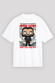 John Wick Baskılı Unisex Beyaz Oversize Tişört