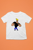 Johnny Bravo Baskılı Beyaz Unisex Çocuk Tişört