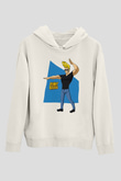 Johnny Bravo Beyaz Unisex Hoodie