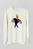 Johnny Bravo Beyaz Unisex Sweatshirt