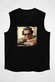Johnny Depp Baskılı Unisex Siyah Kolsuz Tişört