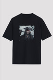 Johnny Depp Baskılı Unisex Siyah Oversize Tişört