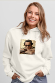 Johnny Depp Unisex Baskılı Beyaz Kapüşonlu Sweatshirt