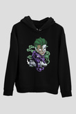Joker Riding Rocket Baskılı Unisex Siyah Hoodie