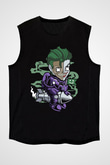 Joker Riding Rocket Baskılı Unisex Siyah Kolsuz Tişört