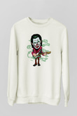 Joker Rockstar Baskılı Unisex Beyaz Sweatshirt