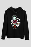 Joker Rockstar Baskılı Unisex Siyah Hoodie