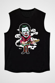 Joker Rockstar Baskılı Unisex Siyah Kolsuz Tişört